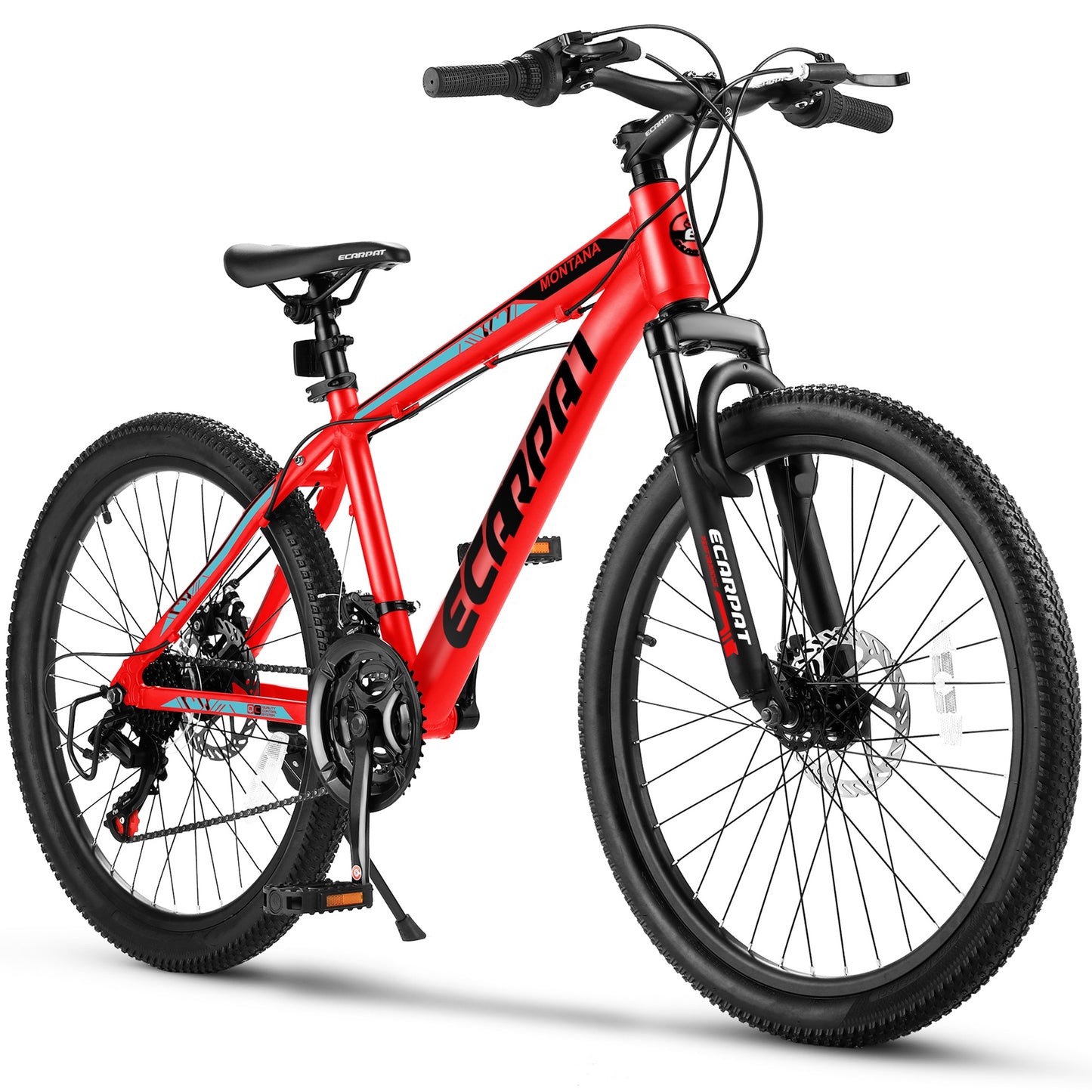 24 inch Mountain Bikes for Boys Girls Ages 10+, 21 Speed Mountain Bicycle w/ Disc Brakes, Bike for kids Youth Teen Adults, Suit for Rider Height 4'92-5'4, Aluminum Frame, 85% assembled