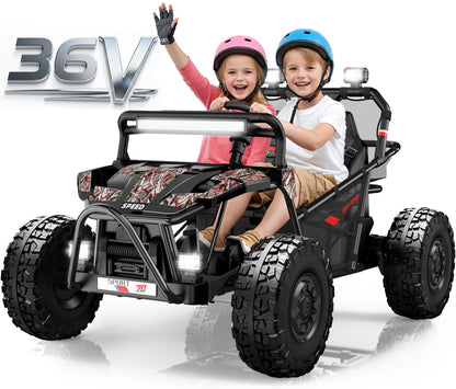 iYofe 36V Electric Ride on Car for Big Kids, Powered Ride on UTV for Boys Girls Ages 6+, Kids Electric Vehicle with Bluetooth, Music, 4 Wheels Spring Suspension, without Remote Control, Black