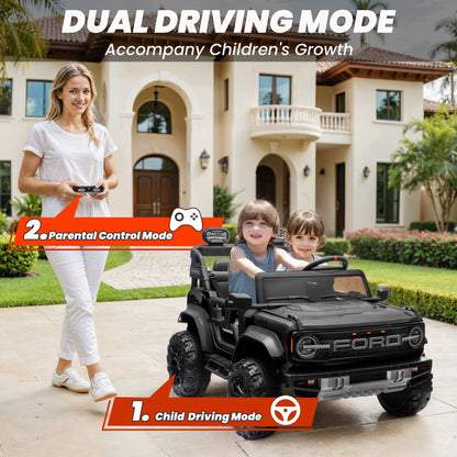 iYofe 24V 2 Seater Ride on Cars, Licensed Ford Bronco Raptor Powered Ride on Toys with Remote Control, 4 Wheels Spring Suspension, Bluetooth, LED Light, Electric Cars for Kids Ages 3-8 Gifts, Black