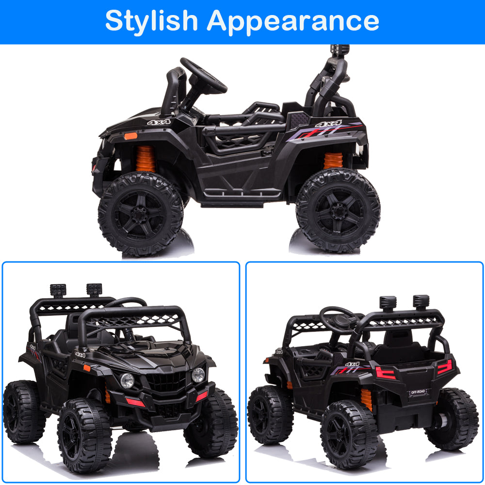 12V Kids Ride on Truck, Boys Ride On Toys with Remote Control, Battery Powered Ride On UTV Cars for 3-5 Ages Kids Christmas Birthday Gifts, Kids Electric Cars with MP3 Player, Radio, LED Light, Black