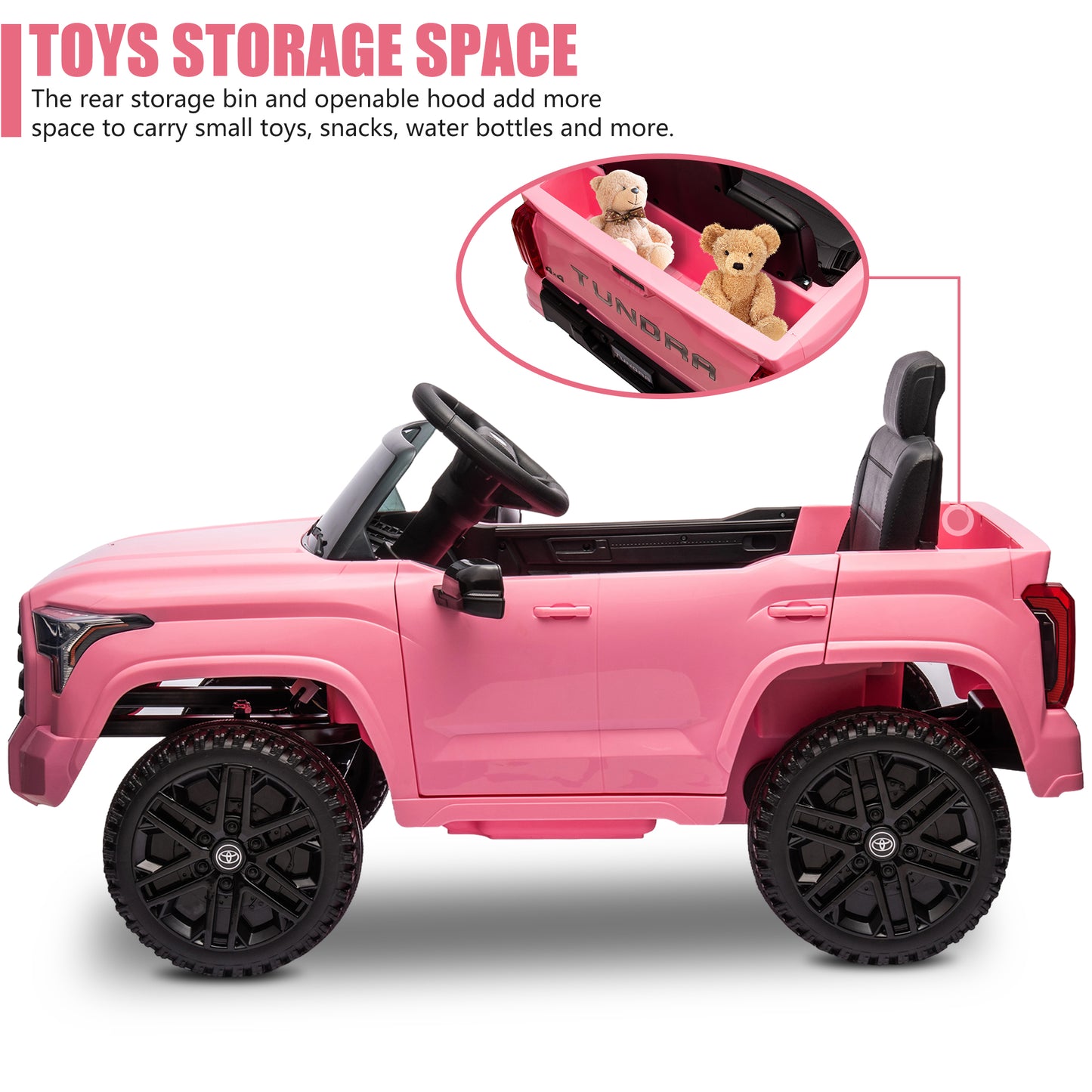 Toyota Tundra Pickup 12V 4.5A Ride On Cars for Kids, Ride On Toys with Remote Control, Battery Powered Kids Electric Vehicles with Bluetooth Music, USB, Electric Cars for Kids Boys Girls Gifts, Pink