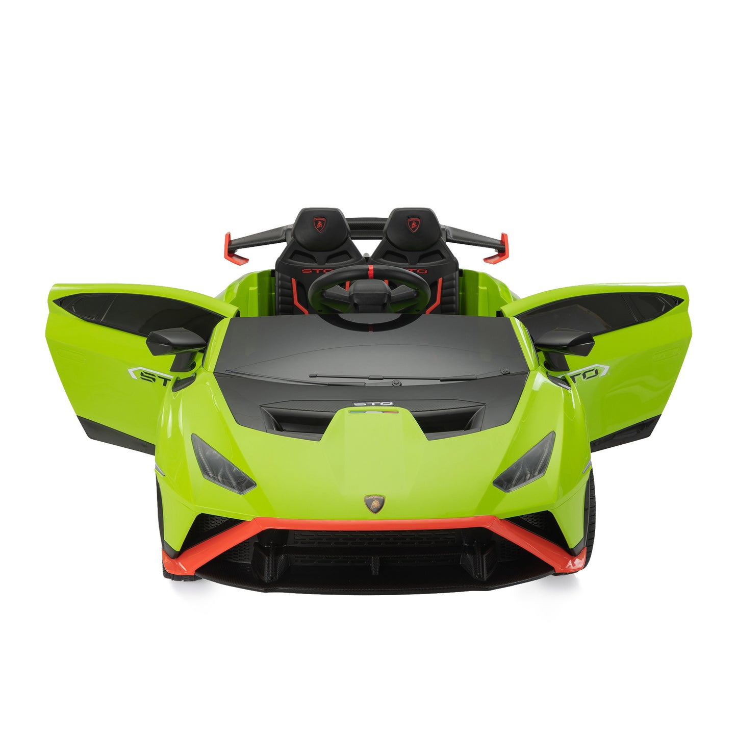 Licensed Lamborghini Sto Ride on Cars, 24V Powered Ride on Toy with Remote Control, Music Player, LED Light, Safety Belt, 4 Wheels Suspension, Electric Vehicles for 3-5 Years Boys Girls, Green