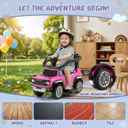 iYofe Kids Ride on Push Car, Licensed Ford Bronco Raptor Toddlers Ride on Toys with Horn, Music, Handle, Under Seat Storage, Kids Push Car for Toddlers 18 Months +, Pink