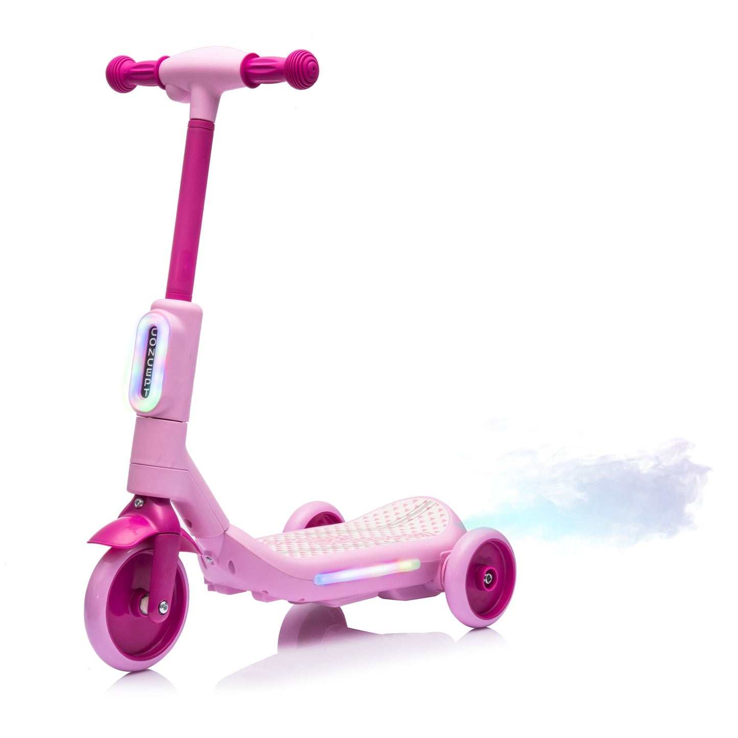iYofe 3 Wheel Scooter for Kids, 6V Kids Electric Scooter for Boys Girls 3-6 Years Old, Kids Scooter for Toddlers with Music, Steam Sprayer, Colorful Front/Deck Light, Pink