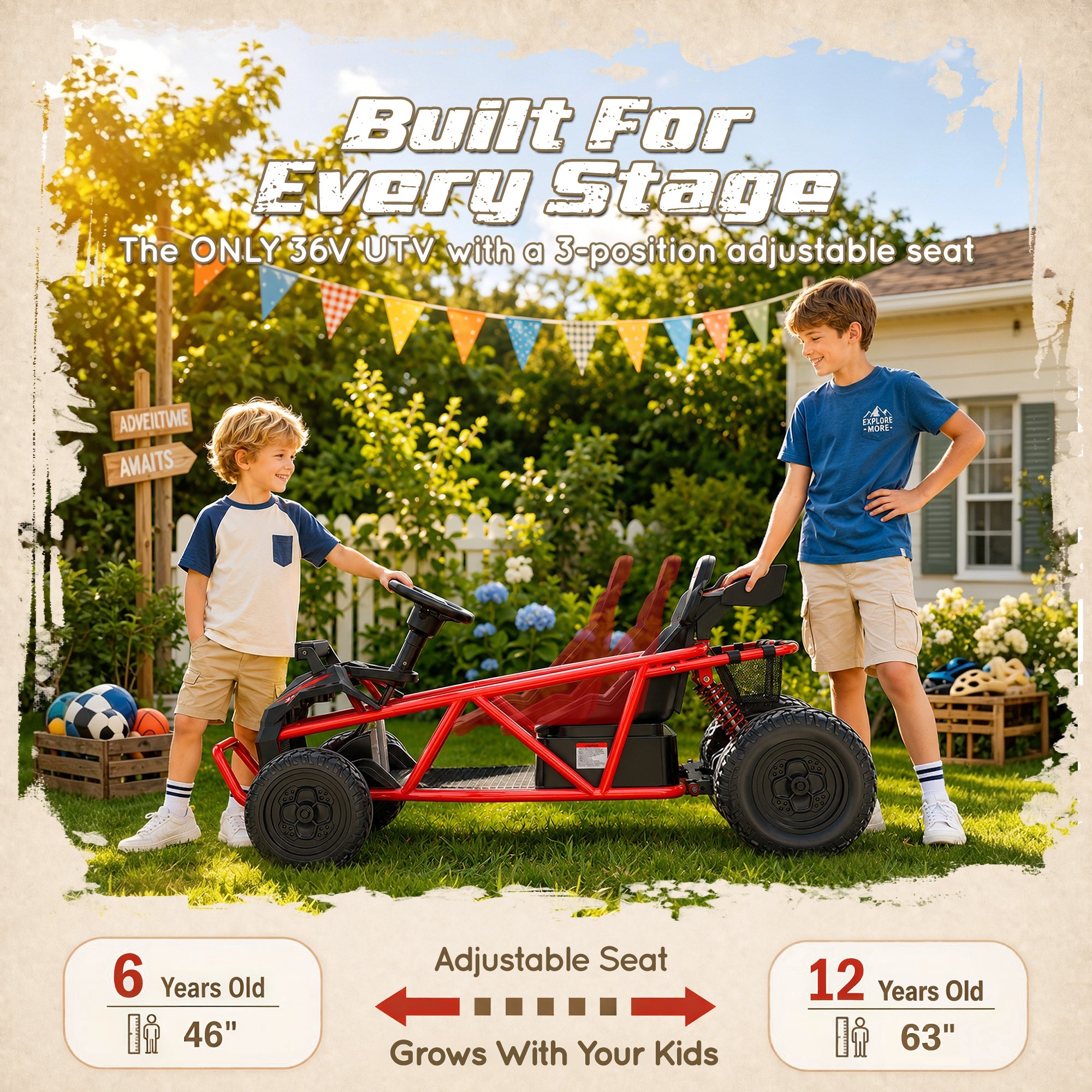 iYofe 36V Electric Ride on Car for Big Kids, Powered Ride on Vehicle for Boys Girls Ages 6+, Kids Electric Car with Bluetooth, Music, Rear Wheel Spring Suspension, Red