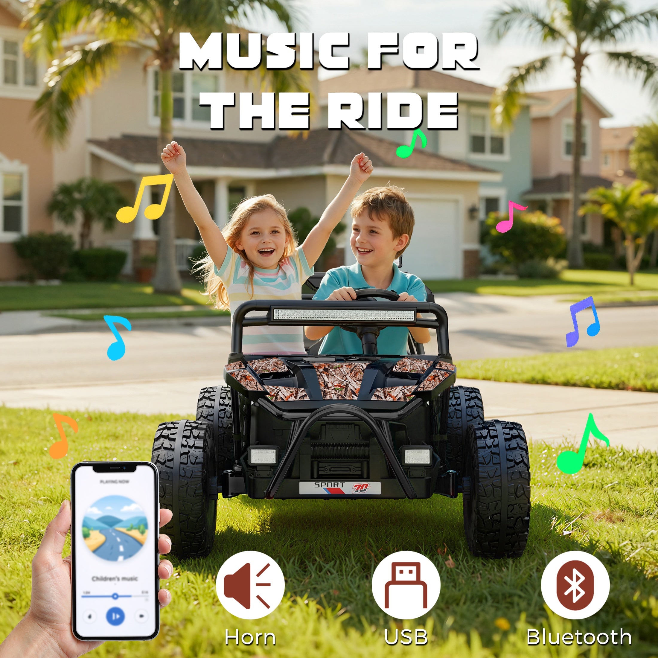 iYofe 36V Electric Ride on Car for Big Kids, Powered Ride on UTV for Boys Girls Ages 6+, Kids Electric Vehicle with Bluetooth, Music, 4 Wheels Spring Suspension, without Remote Control, Black