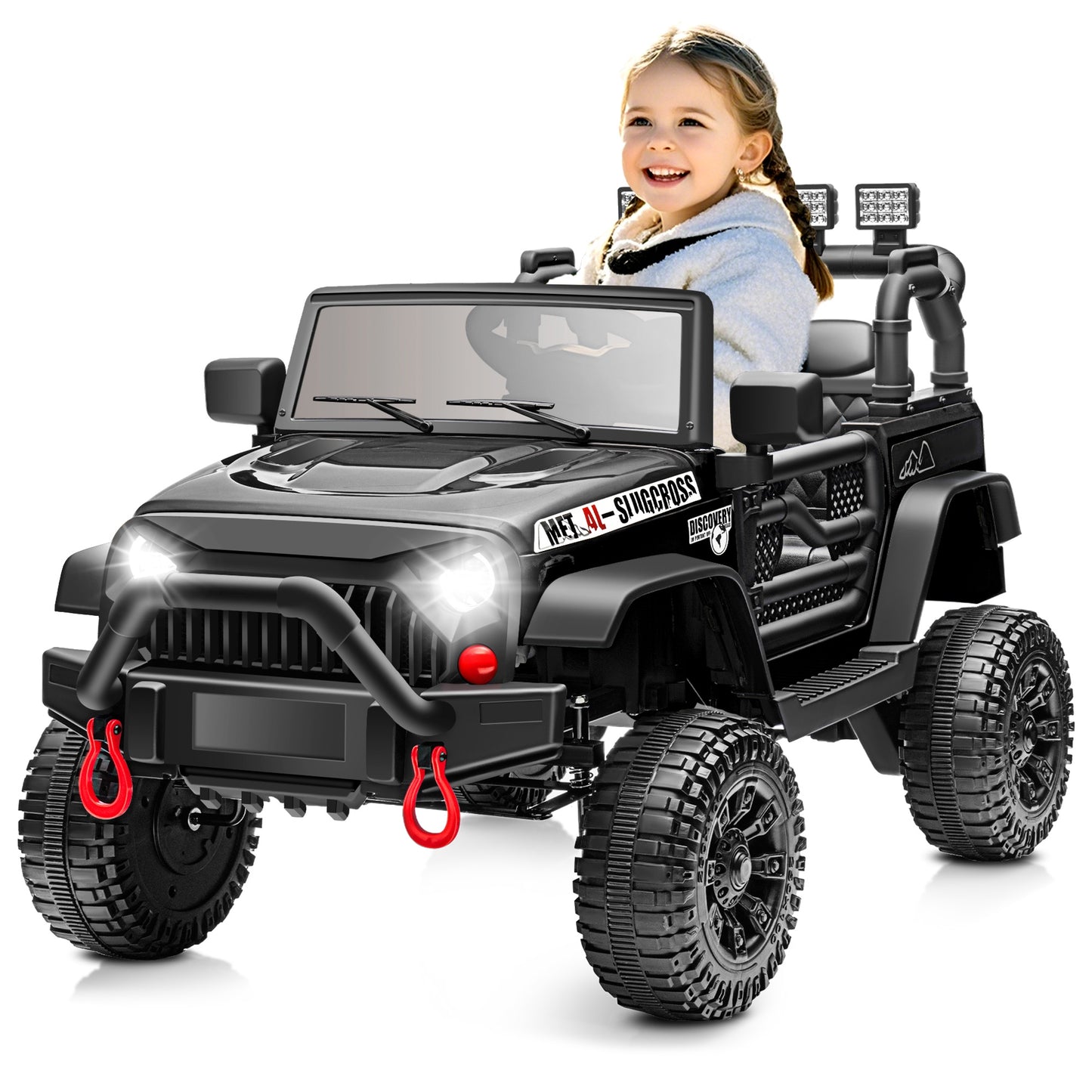 24V Kids Ride on Truck Car, Battery Powered Ride on Car with Remote Control, Electric Vehicle Car for Boys Girls Aged 3-6, Ride on Toy w/Bluetooth, Lights, 4 Wheelers, Gift for Kids Tollder