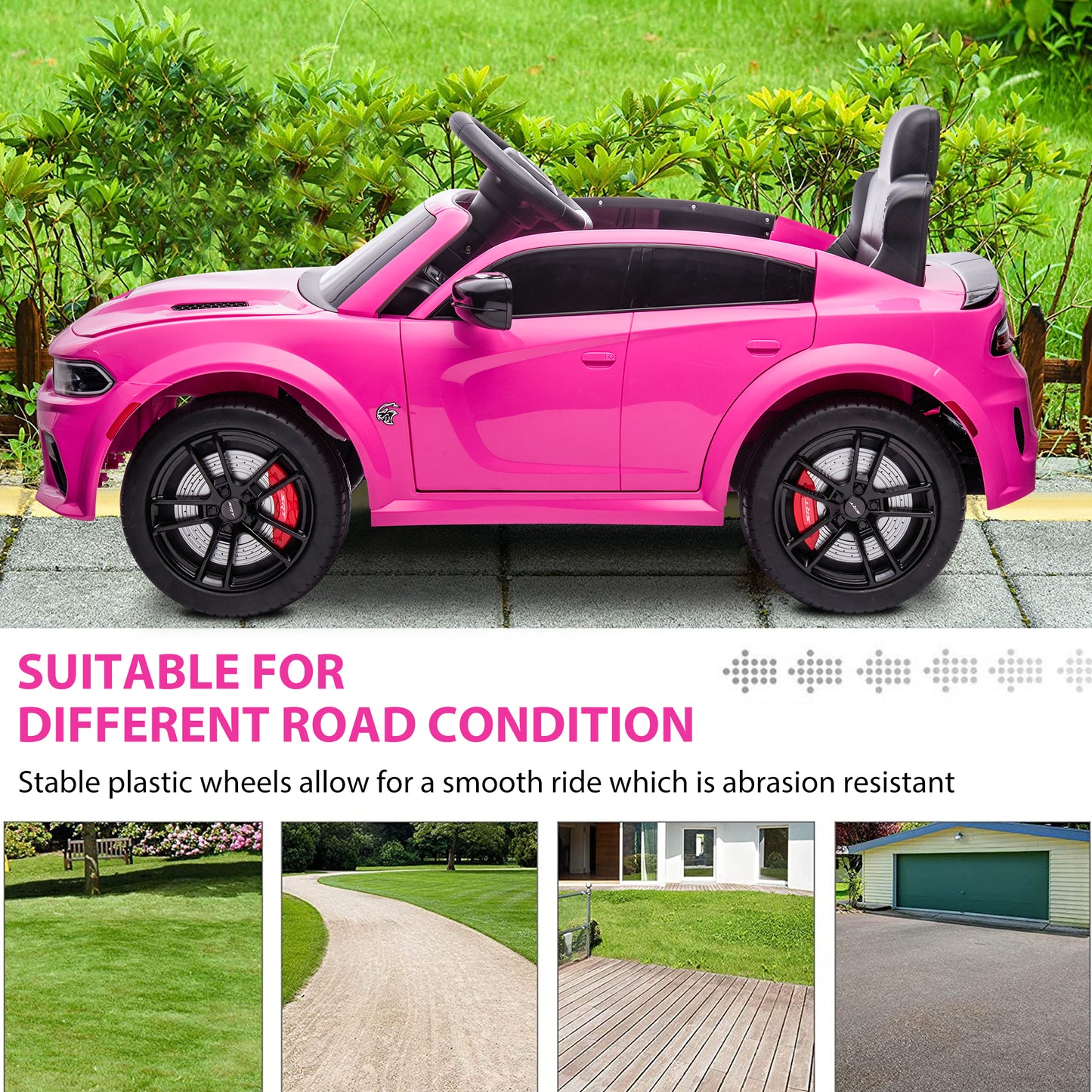 iYofe 12V Ride On Car for Kids, Licensed DODGE Girls Ride On Truck with Remote Control, LED Lights, MP3, USB, Battery Powered Ride On Toys for 2-5 Year Olds Boys Girls Birthday Christmas Gifts, Pink