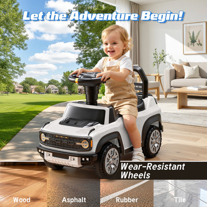 iYofe Kids Ride on Push Car 2 in 1, Ford Bronco Raptor Toddlers Ride on Push Toys with Horn, Music, Handle, Under Seat Storage, Ride on Toys for Toddlers 18 Months +, White