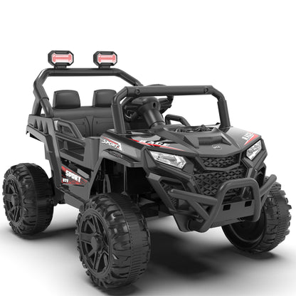 12V Powered Ride on Car UTV, Kids Ride on Toys for Toddlers Ages 3-5, Ride on Vehicles with Remote Control, Bluetooth, Music, 4 Wheels Suspension, Electric Cars for Kids Boys Girls, Black