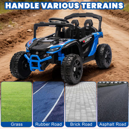 iYofe 24V Powered Ride on Toys with Remote Control, Kids Ride on Car UTV for Boys Girls Ages 3-5, Ride on Vehicles Electric Cars for Kids with Bluetooth, Music, LED Lights, 4 Wheels Suspension, Blue