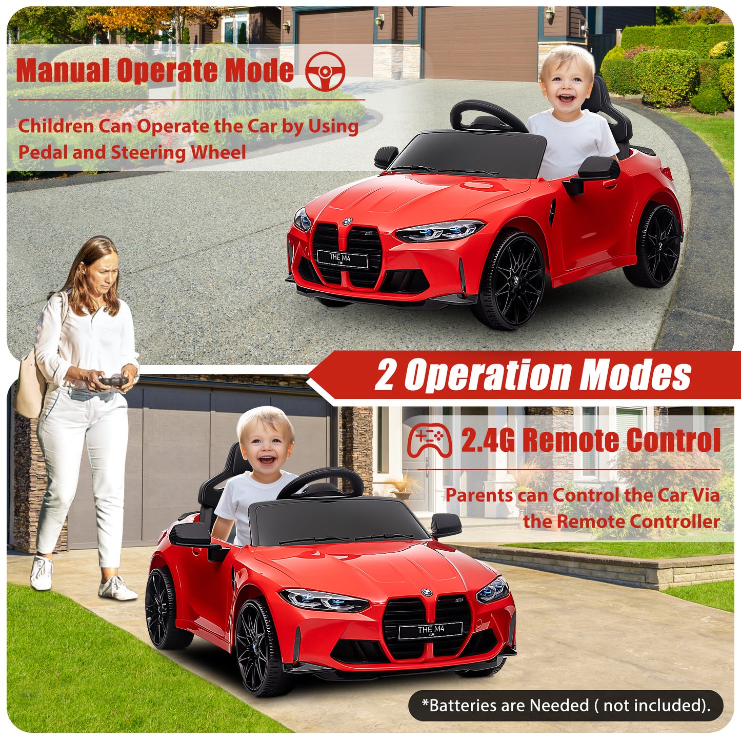 12V Ride On Car for Kids, iYofe Electric Vehicle Cars for Boys Girls, Ride On Truck with Remote Control, Battery Powered 4 Wheels Realistic Off-Road UTV Car, Ride On Toys for Birthday Gift, Red, R5331