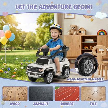 iYofe Kids Ride on Push Car, Licensed Ford Bronco Raptor Toddlers Ride on Toys with Horn, Music, Handle, Under Seat Storage, Kids Push Car for Toddlers 18 Months +, White