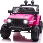 iYofe 12V Powered Ride on Car, Pink Ride on Toy with Remote Control for Girls 2-4 Years Old, Battery Powered Electric Car with LED Lights, Horn, Ride on Truck Toy for Birthday Christmas Gift