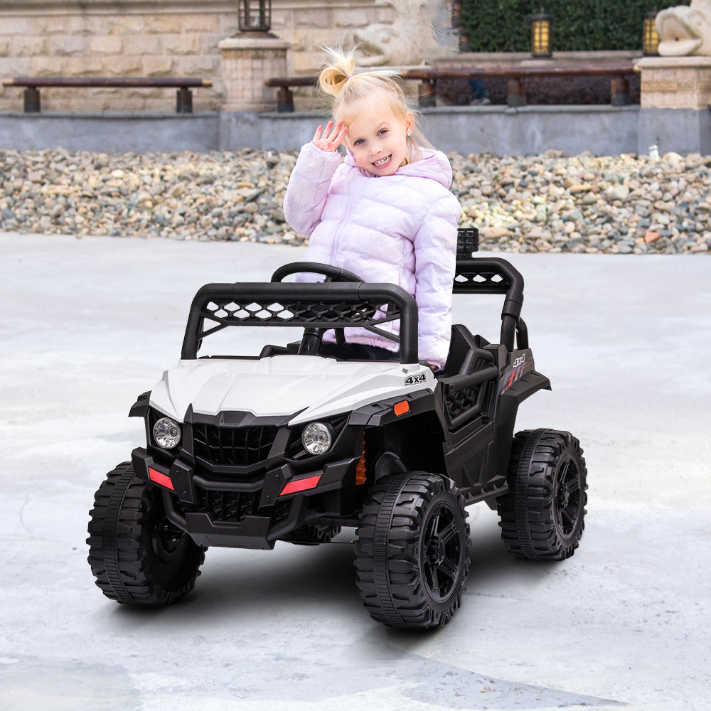 12V Ride On Car for Kids, iYofe Electric Vehicle Cars for Boys Girls, Ride On Truck with Remote Control, Battery Powered 4 Wheels Realistic Off-Road UTV Car, Ride On Toy for Birthday Gift, White, R5341