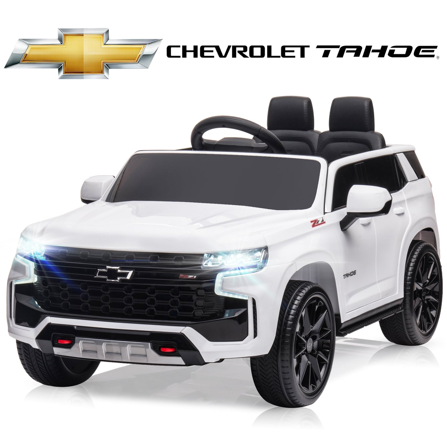 Chevrolet Tahoe Kids Ride on Car, 12V Powered Ride on Toy with Remote Control, 4 Wheels Suspension, Safety Belt, MP3 Player, LED Lights, Electric Vehicles for 3-5 Years Boys Girls