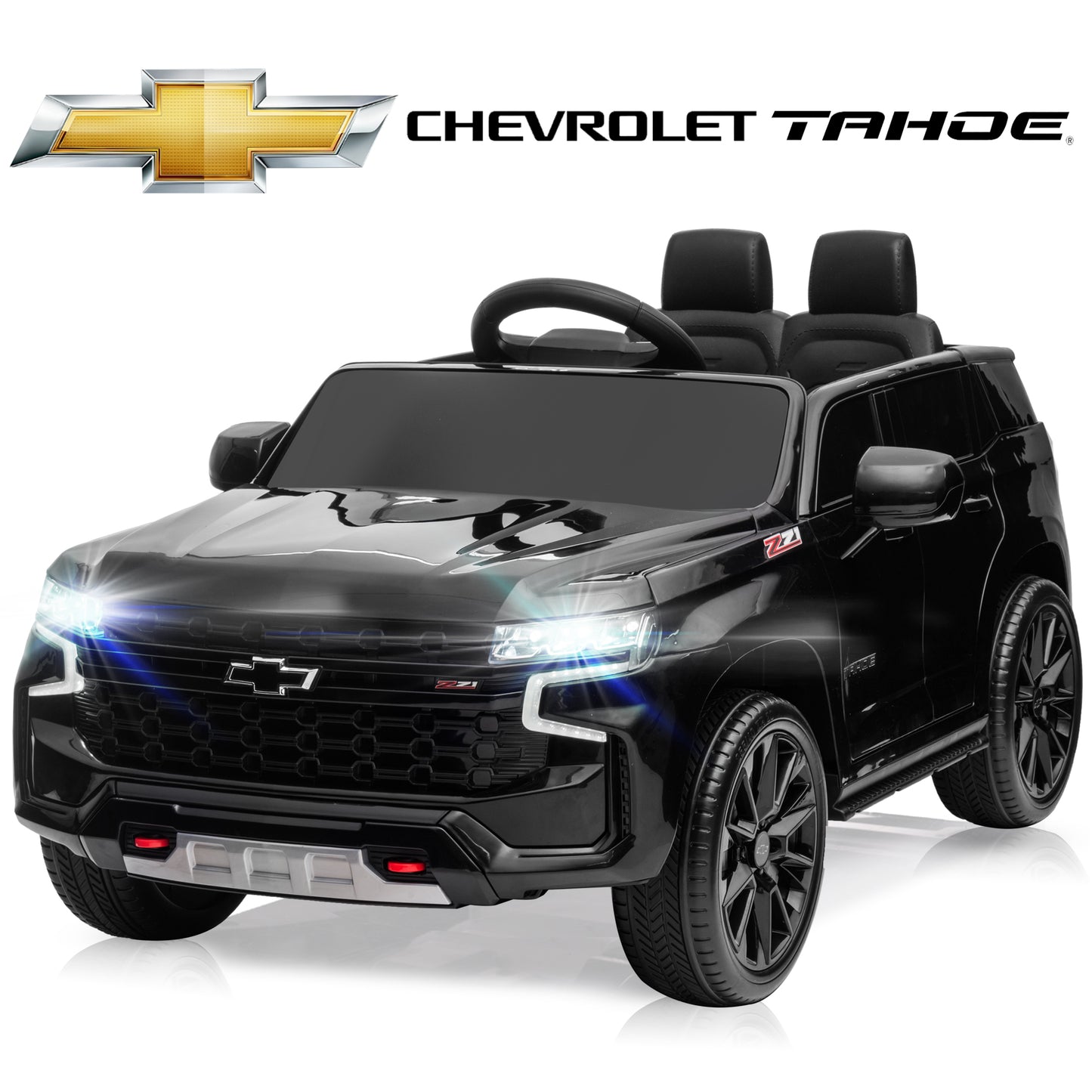 Chevrolet Tahoe Kids Ride on Car, 12V Powered Ride on Toy with Remote Control, 4 Wheels Suspension, Safety Belt, MP3 Player, LED Lights, Electric Vehicles for 3-5 Years Boys Girls