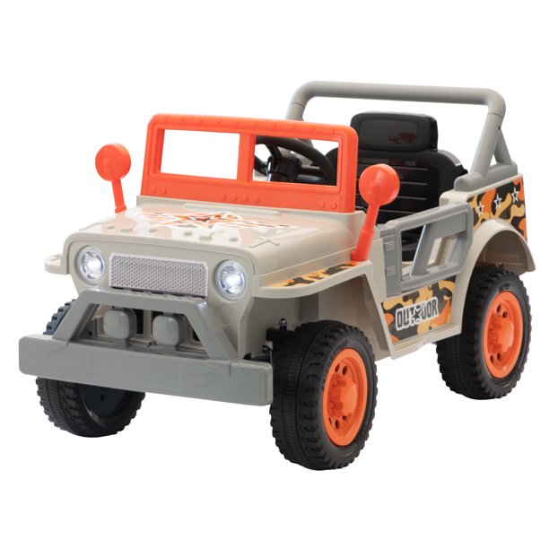 iYofe 12V Kids Electric Powered Ride on Toy Car，4 Wheels Kids Ride On Truck with LED Lights, horn, Ride on Toy for Kids 3-6years old Boys &Girls, Gray & White & Orange