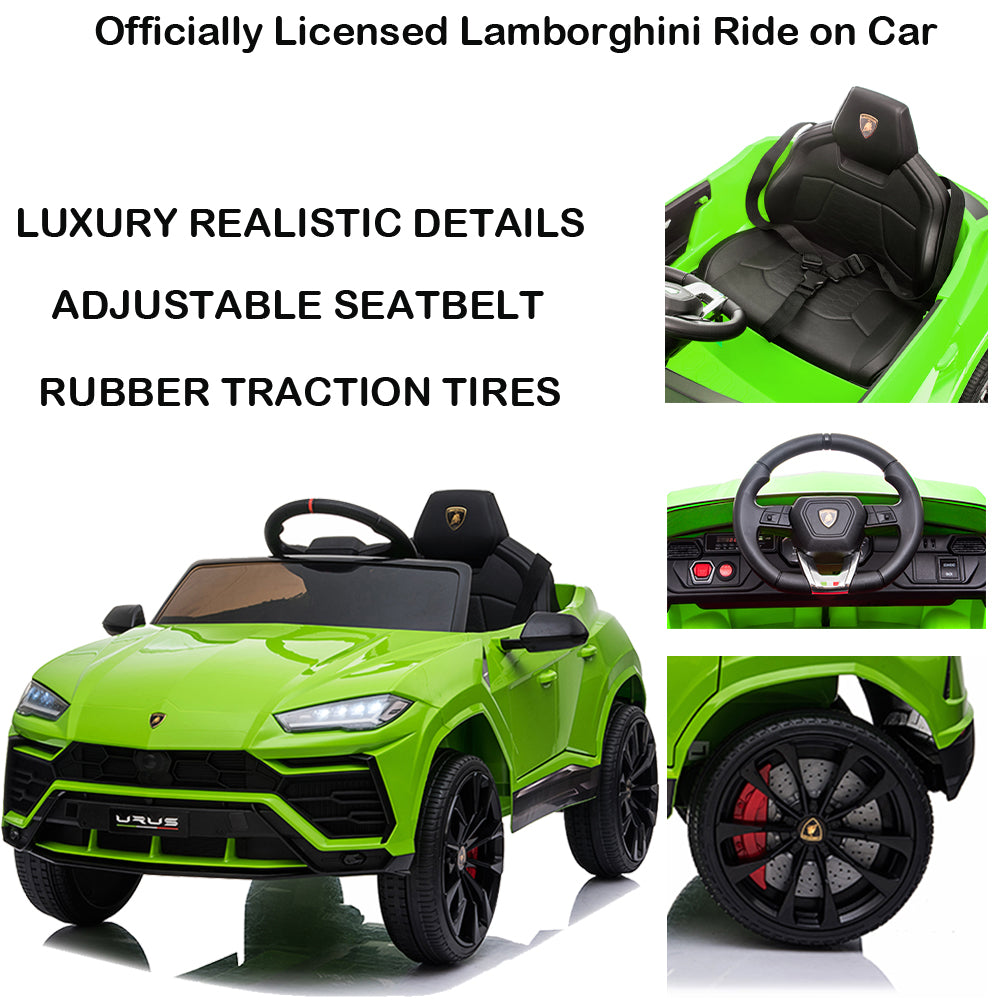 Electric Kids Ride on Toys, 12V Kids Lamborghini Ride On Car for Boys Girls, Battery Powered Power 4 Wheels Kids Electric Cars w/ Remote Control, 3 Speeds, LED Lights/MP3, Christmas Gift, Green, R4008