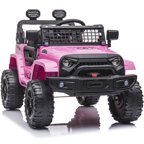 Kids Electric Ride On Toy for Boys Girls, 12V Ride On Vehicle with Parental Remote Control, LED Light, Bluetooth and FM, Battery Powered Ride On Car Truck for Ages 3-4 Kid Birthday Gift, Pink, D803