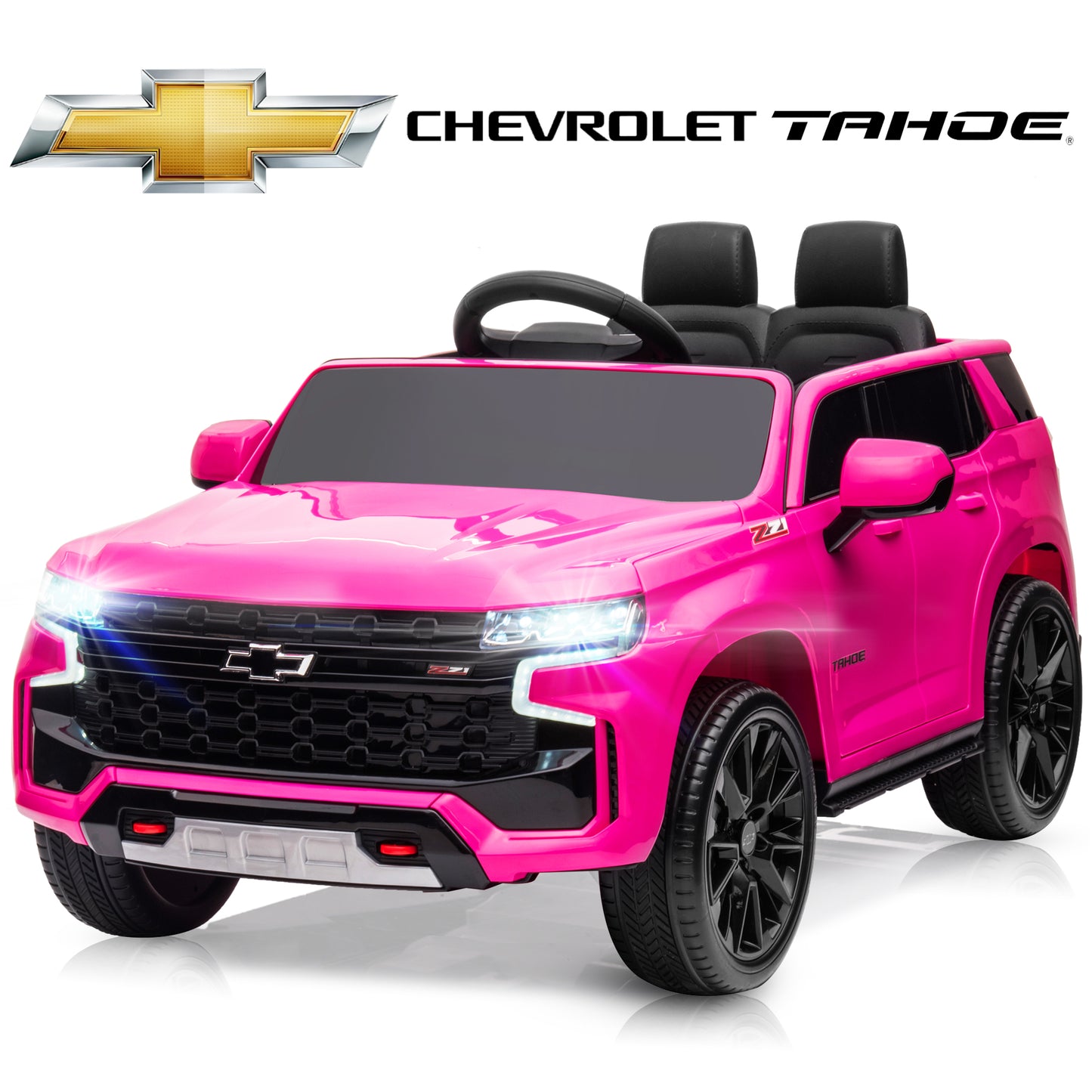 Chevrolet Tahoe Kids Ride on Car, 12V Powered Ride on Toy with Remote Control, 4 Wheels Suspension, Safety Belt, MP3 Player, LED Lights, Electric Vehicles for 3-5 Years Boys Girls