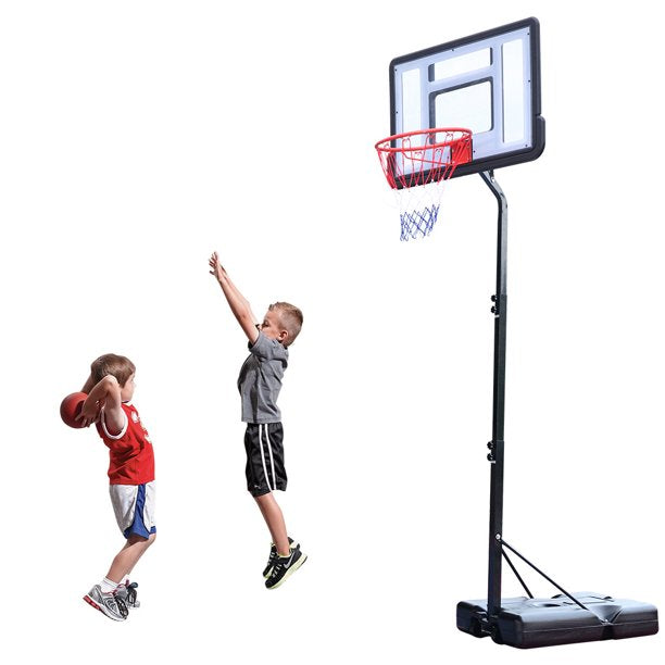 Outdoor Basketball Hoop Stand, Sesslife 4.9ft-10ft Height Adjustable Portable Basketball System w/Wheels & 43 Inch Shatterproof Backboard for Court Backyard, Black&Clear