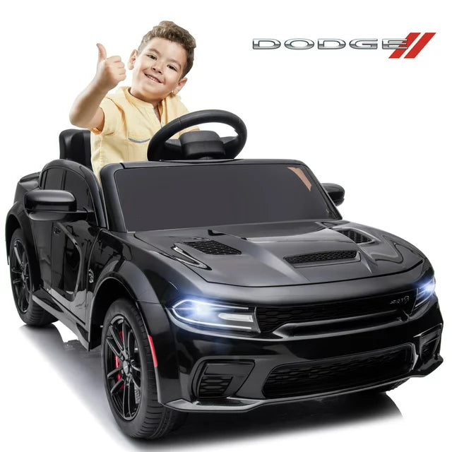 iYofe 12V Electric Battery Powered Ride on Toy for Kids, Licensed Dodge 12V Ride on Car with Remote Control, USB, MP3, Bluetooth, LED Lights, 4 Wheel Suspension, Kids Car to Ride for Ages 3-4, Black