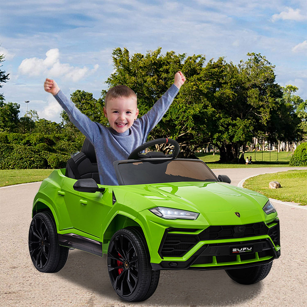 Electric Kids Ride on Toys, 12V Kids Lamborghini Ride On Car for Boys Girls, Battery Powered Power 4 Wheels Kids Electric Cars w/ Remote Control, 3 Speeds, LED Lights/MP3, Christmas Gift, Green, R4008