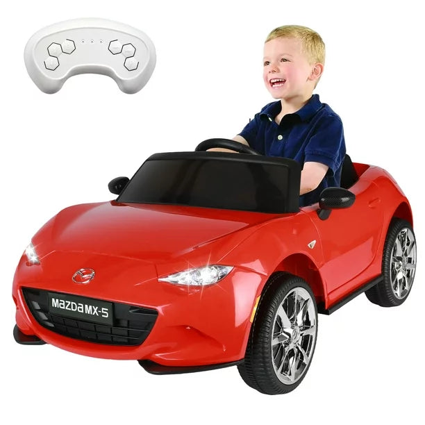 12V Ride on Cars for Kids, Licensed MAZDA MX-5 RF Battery Powered Ride on Toys with Remote Control MP3, Bluetooth, LED Light, Resistant Wheels Electric Cars for Kids Boys Girls 3-6 Ages Gifts