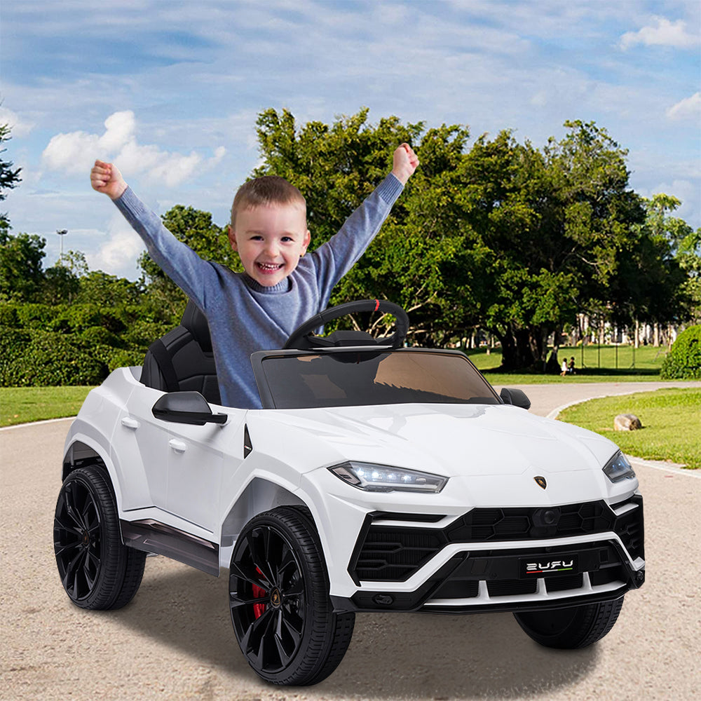 12V Kids Ride On Toy for Boys Girls, iYofe Licensed Lamborghini Kids Ride On Car, Battery Powered Electric Ride on Vehicles for Kids, Kids Electric Car with 3 Speed, LED Light, MP3, White, R833