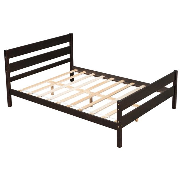 iYofe Full Bed Frames for Kids Teens Adults, Wood Full Platform Bed with Headboard and Footboard, Modern Full Size Bed Frame No Box Spring Needed, 10 Slats and Center Bar Included, Espresso