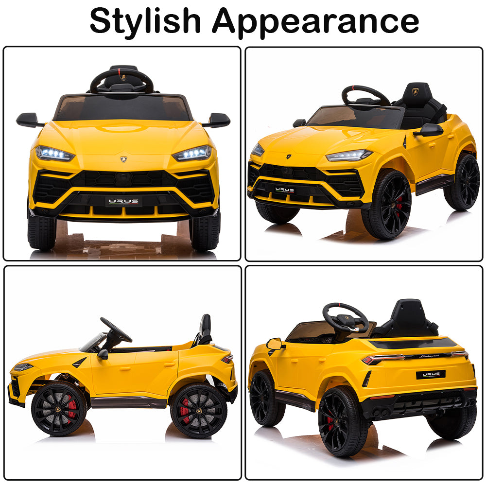 12V Kids Ride On Toy for Boys Girls, iYofe Licensed Lamborghini Kids Ride On Car, Battery Powered Electric Ride on Vehicles for Kids, Kids Electric Car with 3 Speed, LED Light, MP3, Yellow