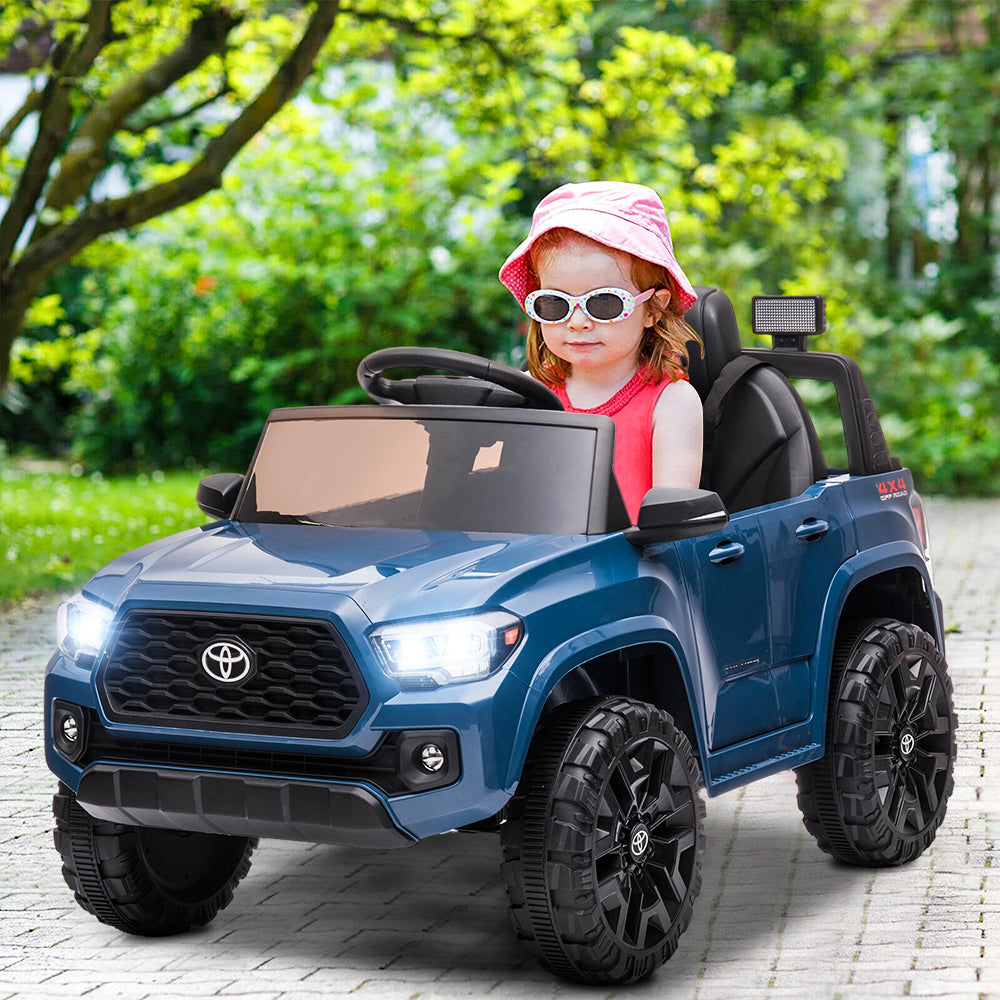 Licensed Toyota Tacoma 12V Battery Powered Ride on Cars with Remote Control, Kids Electric Ride on Vehicles for Boys Girls, Ride on Truck Toys with USB, AUX, MP3, FM Function, LED Headlight, Blue