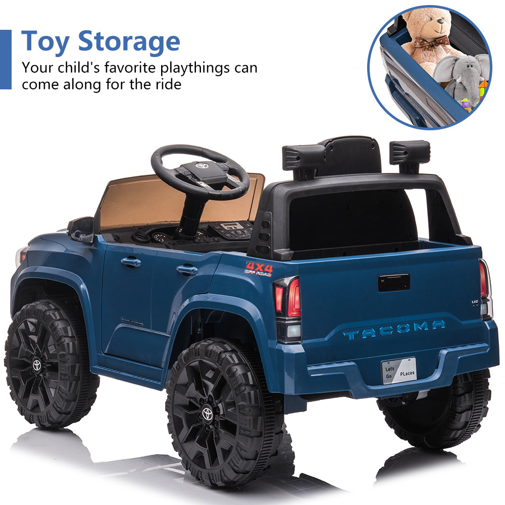 Licensed Toyota Tacoma 12V Battery Powered Ride on Cars with Remote Control, Kids Electric Ride on Vehicles for Boys Girls, Ride on Truck Toys with USB, AUX, MP3, FM Function, LED Headlight, Blue