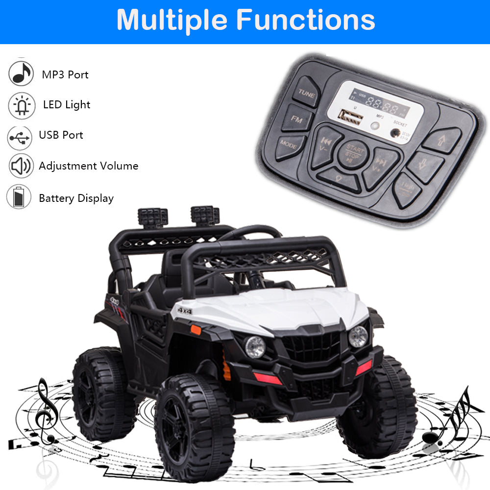 12V Ride On Car for Kids, iYofe Electric Vehicle Cars for Boys Girls, Ride On Truck with Remote Control, Battery Powered 4 Wheels Realistic Off-Road UTV Car, Ride On Toy for Birthday Gift, White, R5341