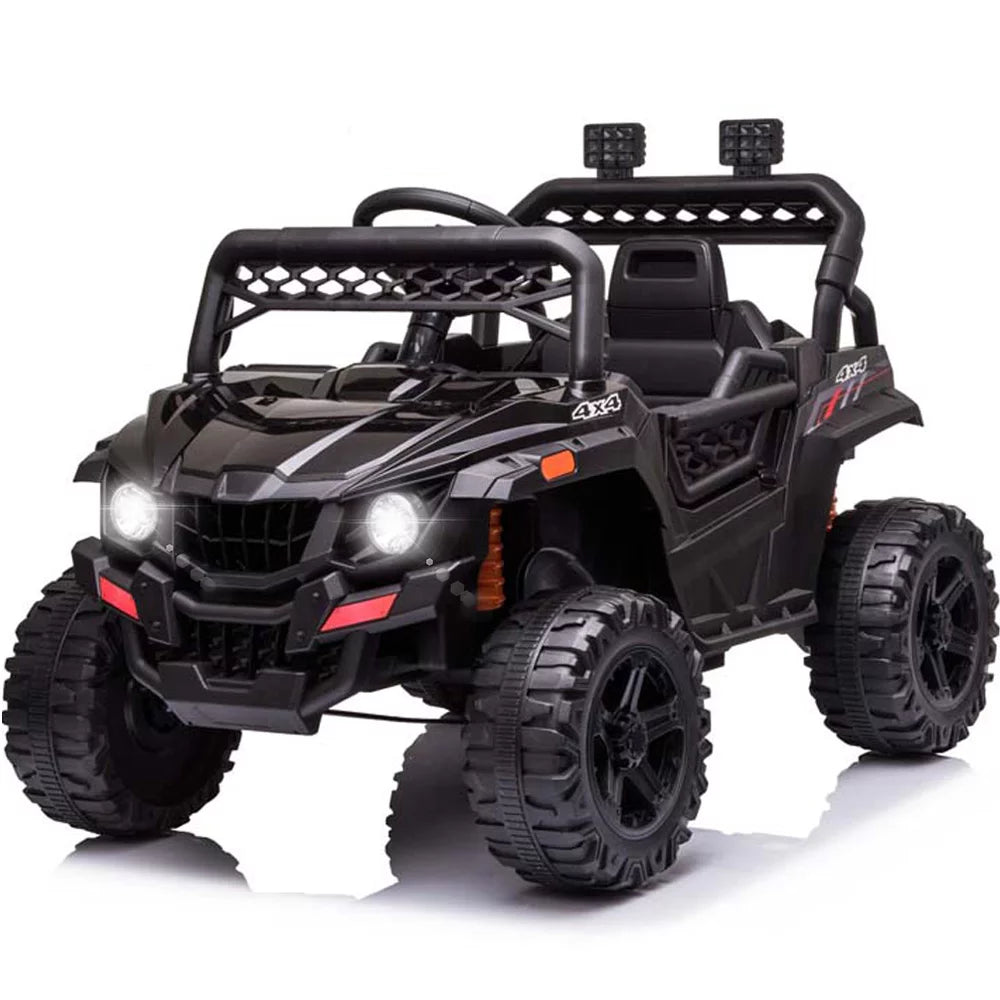 Kids Electric Ride On Toy for Boys Girl, 12V Ride On Vehicle with Parental Remote Control, LED Light, Bluetooth and FM, Battery Powered Ride On Car Truck for Ages 3-4 Kid Birthday Gift, Black, D806