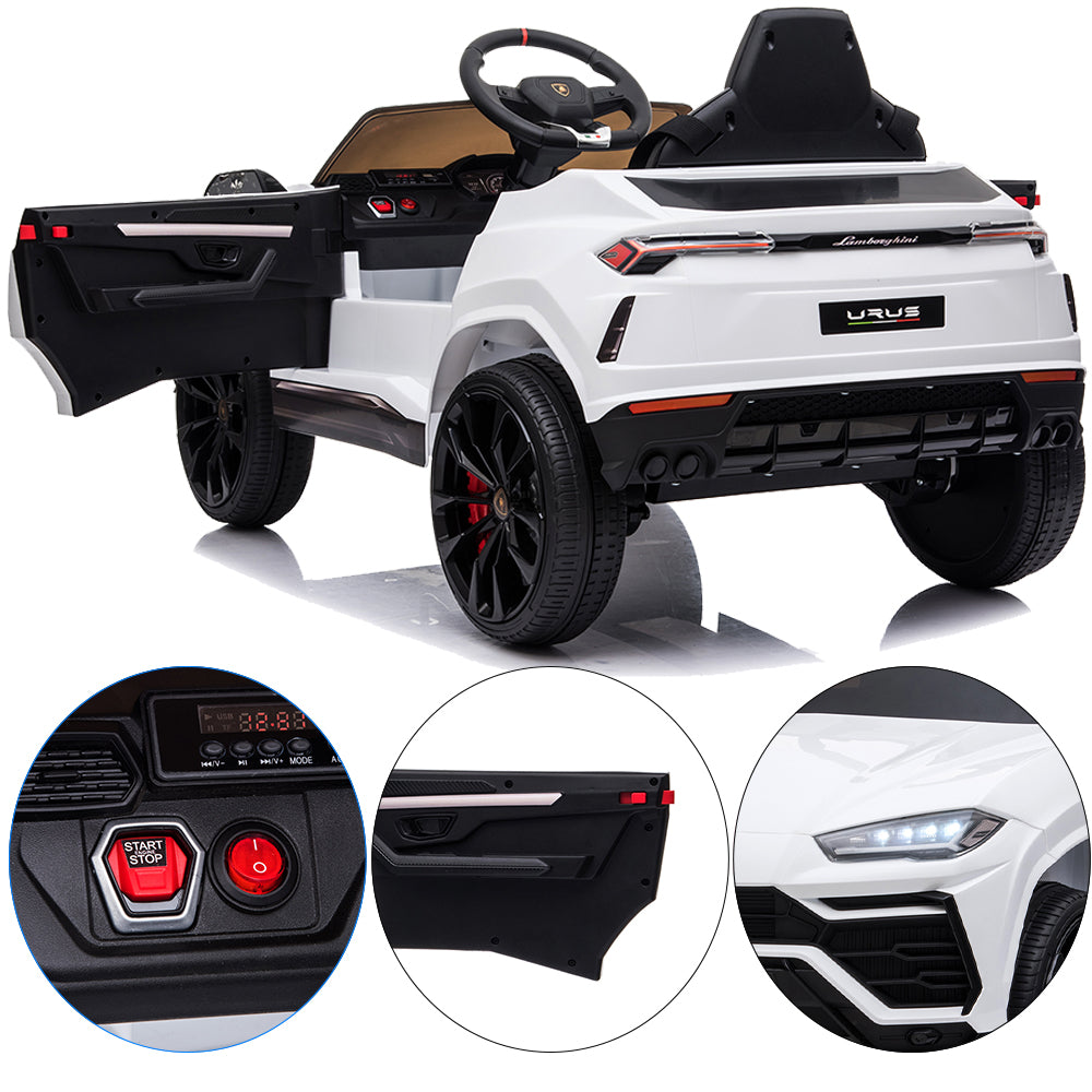 12V Kids Ride On Toy for Boys Girls, iYofe Licensed Lamborghini Kids Ride On Car, Battery Powered Electric Ride on Vehicles for Kids, Kids Electric Car with 3 Speed, LED Light, MP3, White, R833