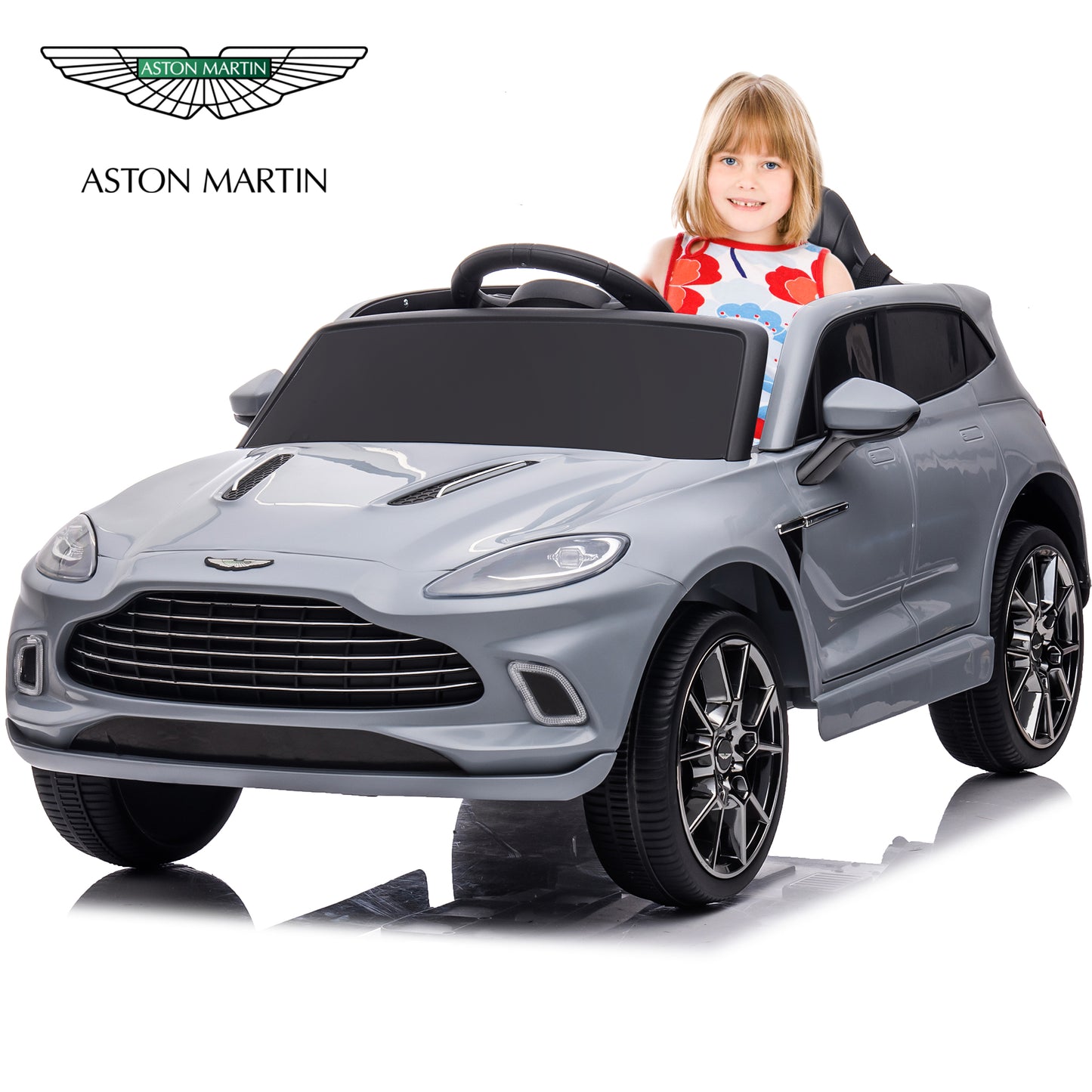 iYofe Gray 12V Aston Martin Ride on Cars with Remote Control, Battery Powered Electric Cars for kids with LED Lights, Bluetooth, Music, USB, FM Radio, Kids Ride on Toys for Boys Girls 3-6 Ages Gifts