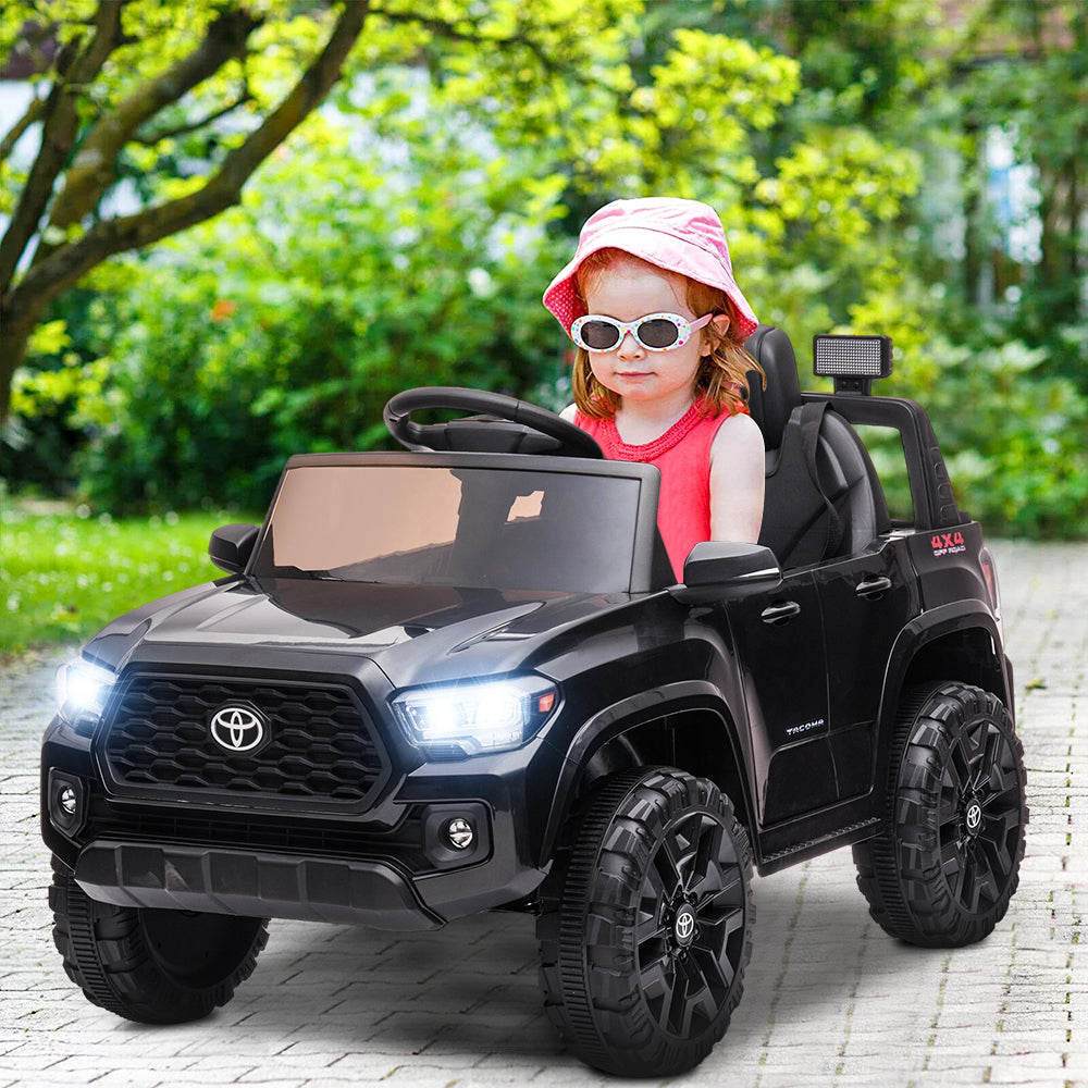 Licensed Toyota Tacoma 12V Battery Powered Ride on Cars with Remote Control, Kids Electric Ride on Vehicles for Boys Girls, Ride on Truck Toys with USB, AUX, MP3, FM Function, LED Headlight, Black