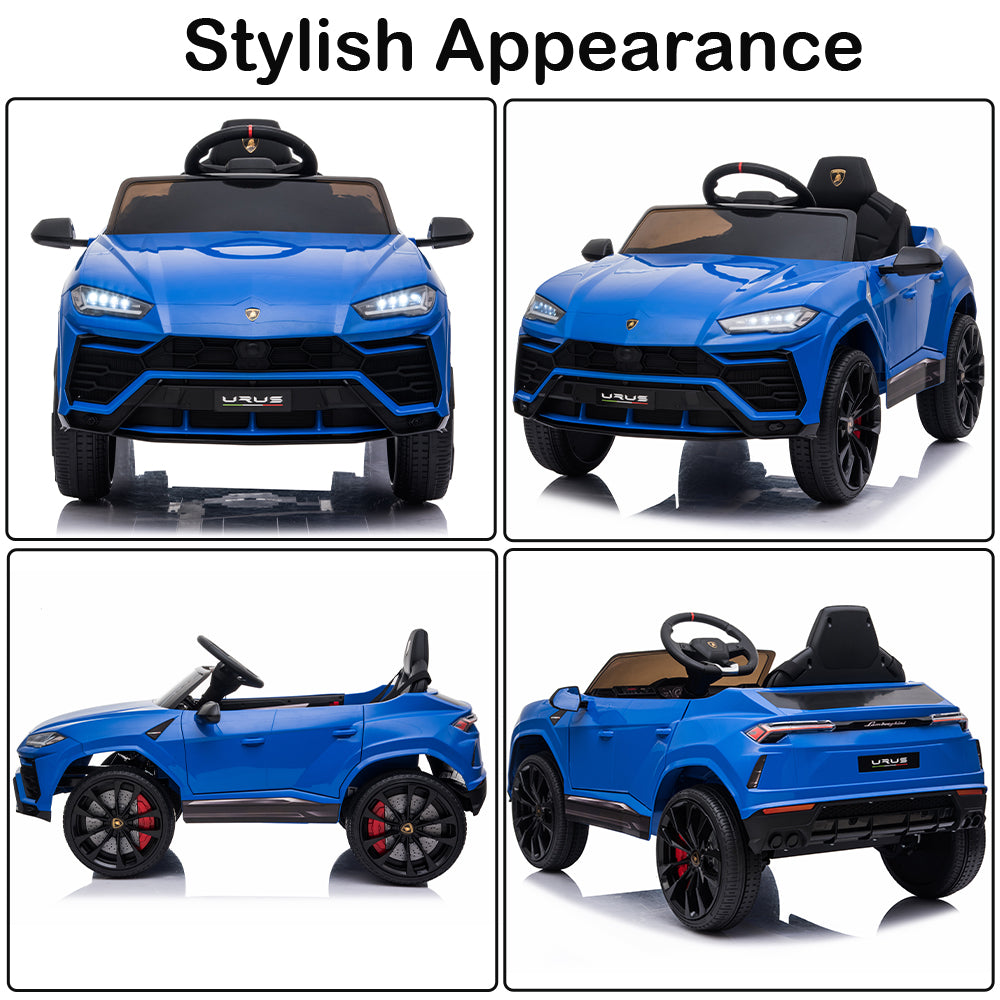 Electric Kids Ride on Toys, 12V Kids Lamborghini Ride On Car for Boys Girls, Battery Powered Power 4 Wheels Kids Electric Cars w/ Remote Control, 3 Speeds, LED Lights/MP3, Christmas Gift, Blue, R5237