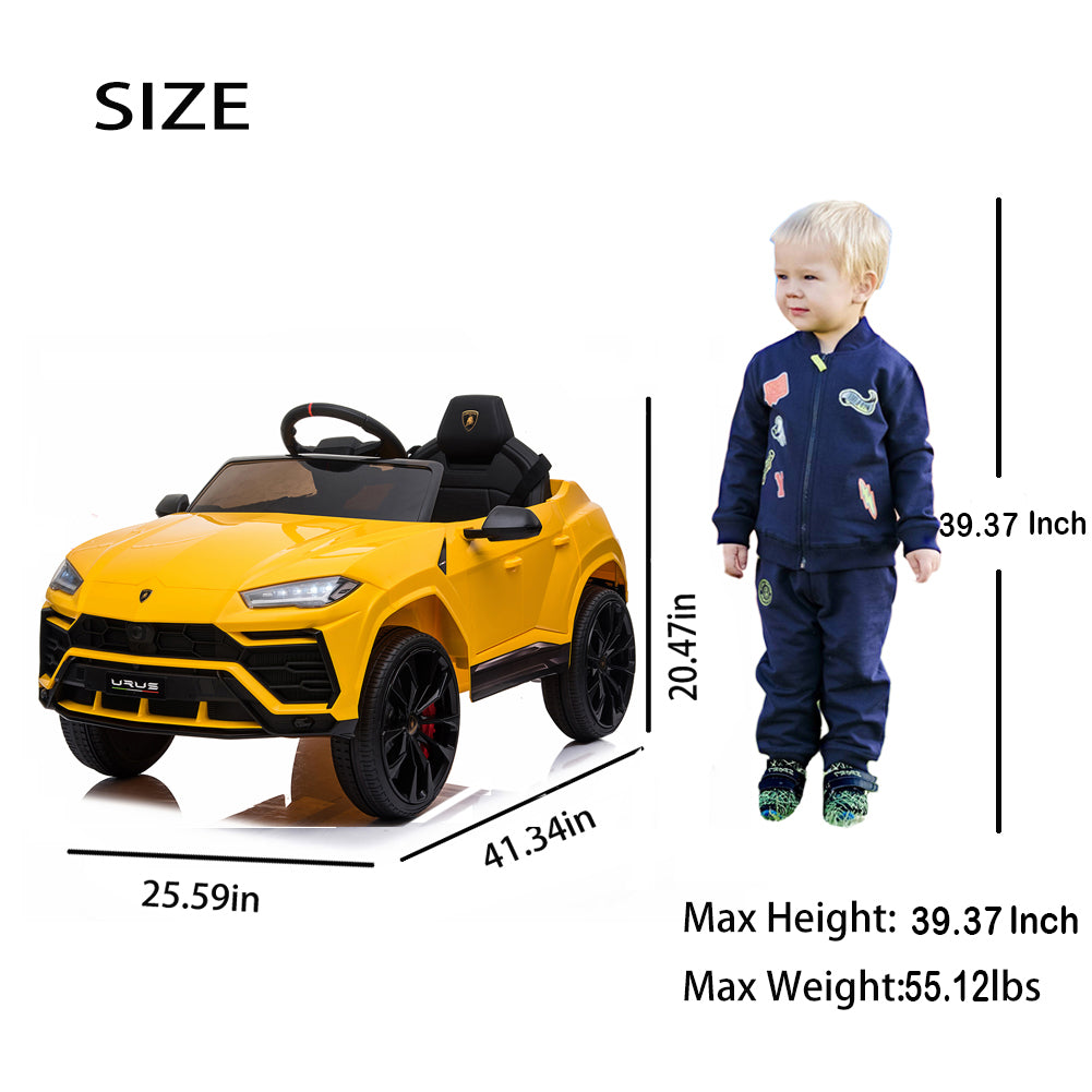 12V Kids Ride On Toy for Boys Girls, iYofe Licensed Lamborghini Kids Ride On Car, Battery Powered Electric Ride on Vehicles for Kids, Kids Electric Car with 3 Speed, LED Light, MP3, Yellow