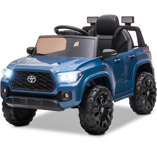 Licensed Toyota Tacoma 12V Battery Powered Ride on Cars with Remote Control, Kids Electric Ride on Vehicles for Boys Girls, Ride on Truck Toys with USB, AUX, MP3, FM Function, LED Headlight, Blue