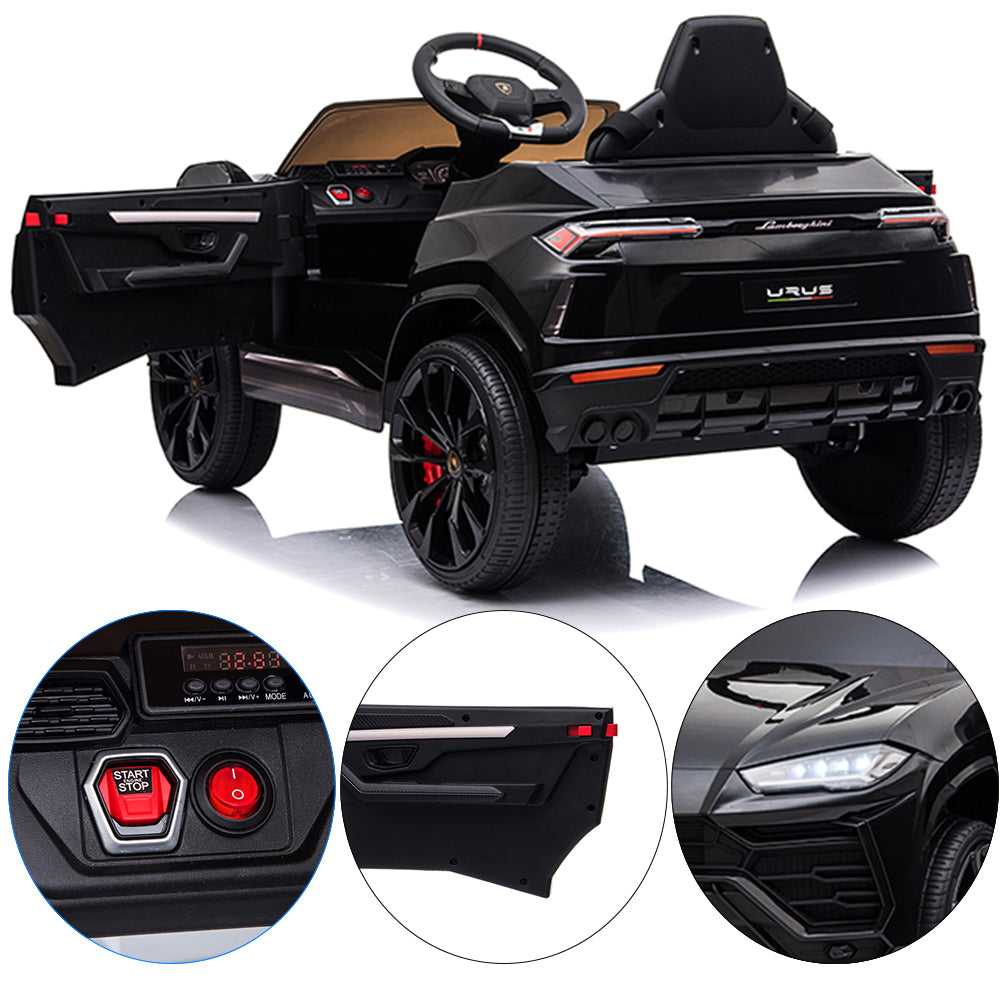 12V Kids Ride On Toy for Boys Girls, iiYofe Licensed Lamborghini Kids Ride On Car, Battery Powered Electric Ride on Vehicles for Kids, Kids Electric Car with 3 Speed, LED Light, MP3, Black, R830