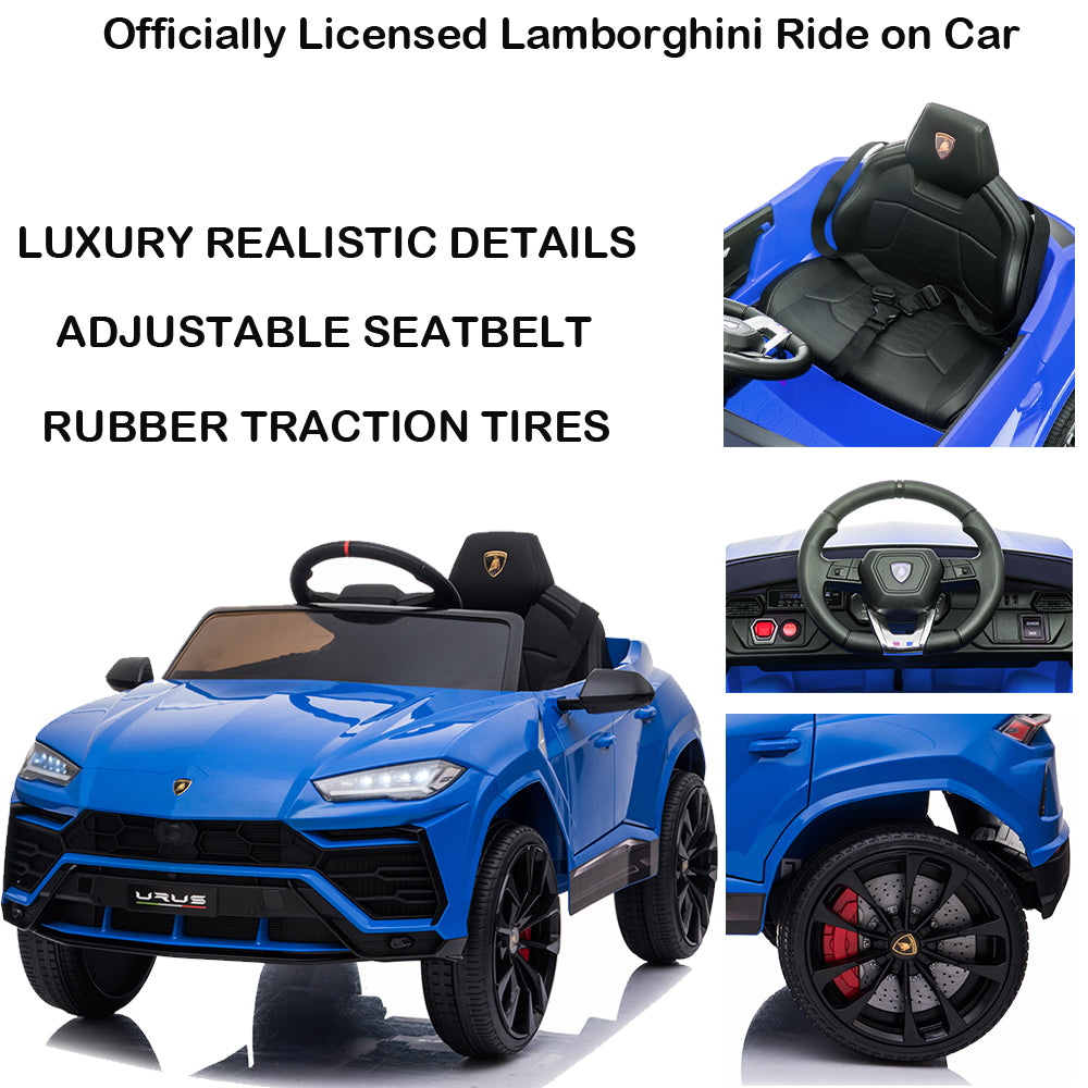 Electric Kids Ride on Toys, 12V Kids Lamborghini Ride On Car for Boys Girls, Battery Powered Power 4 Wheels Kids Electric Cars w/ Remote Control, 3 Speeds, LED Lights/MP3, Christmas Gift, Blue, R5237