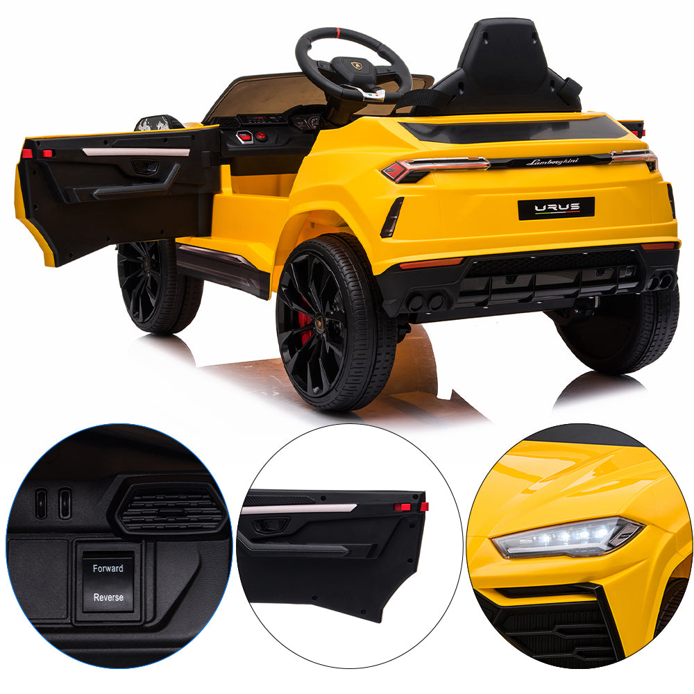 Electric Kids Ride on Toys, 12V Kids Lamborghini Ride On Car for Boys Girls, Battery Powered Power 4 Wheels Kids Electric Car w/ Remote Control, 3 Speeds, LED Lights/MP3, Christmas Gift, Yellow, R4007