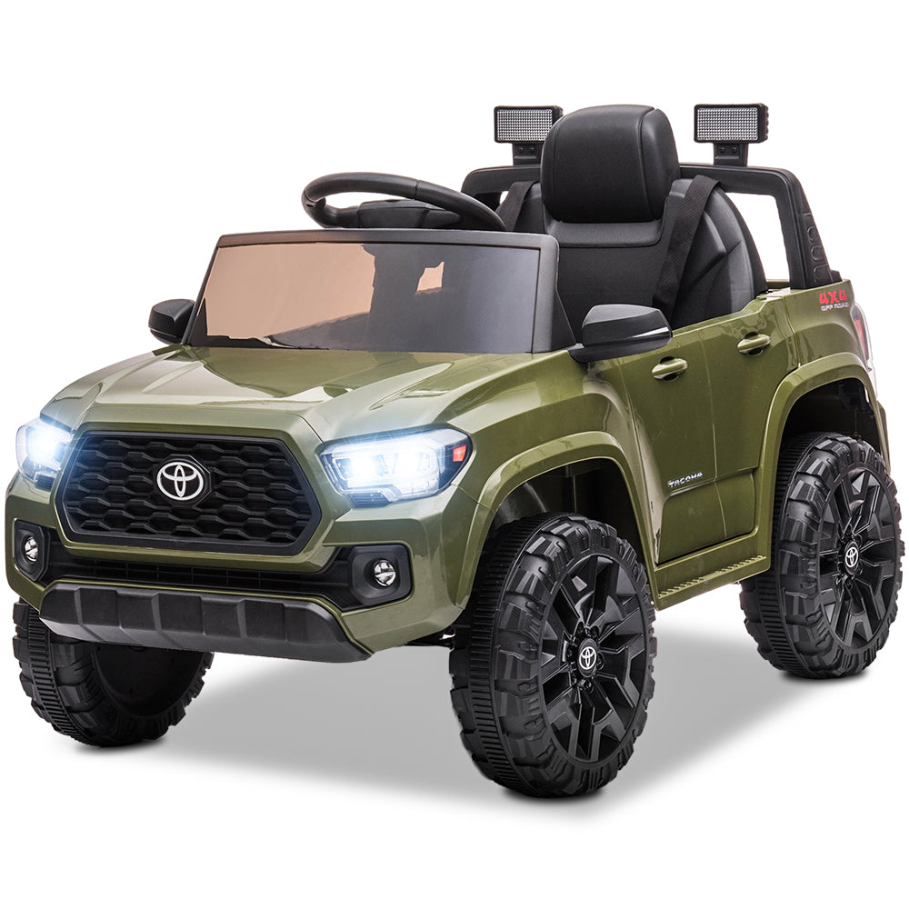 Licensed Toyota Tacoma 12V Battery Powered Ride on Cars with Remote Control, Kids Electric Ride on Vehicles for Boys Girls, Ride on Truck Toys with USB, AUX, MP3, FM Function, LED Headlight, Green