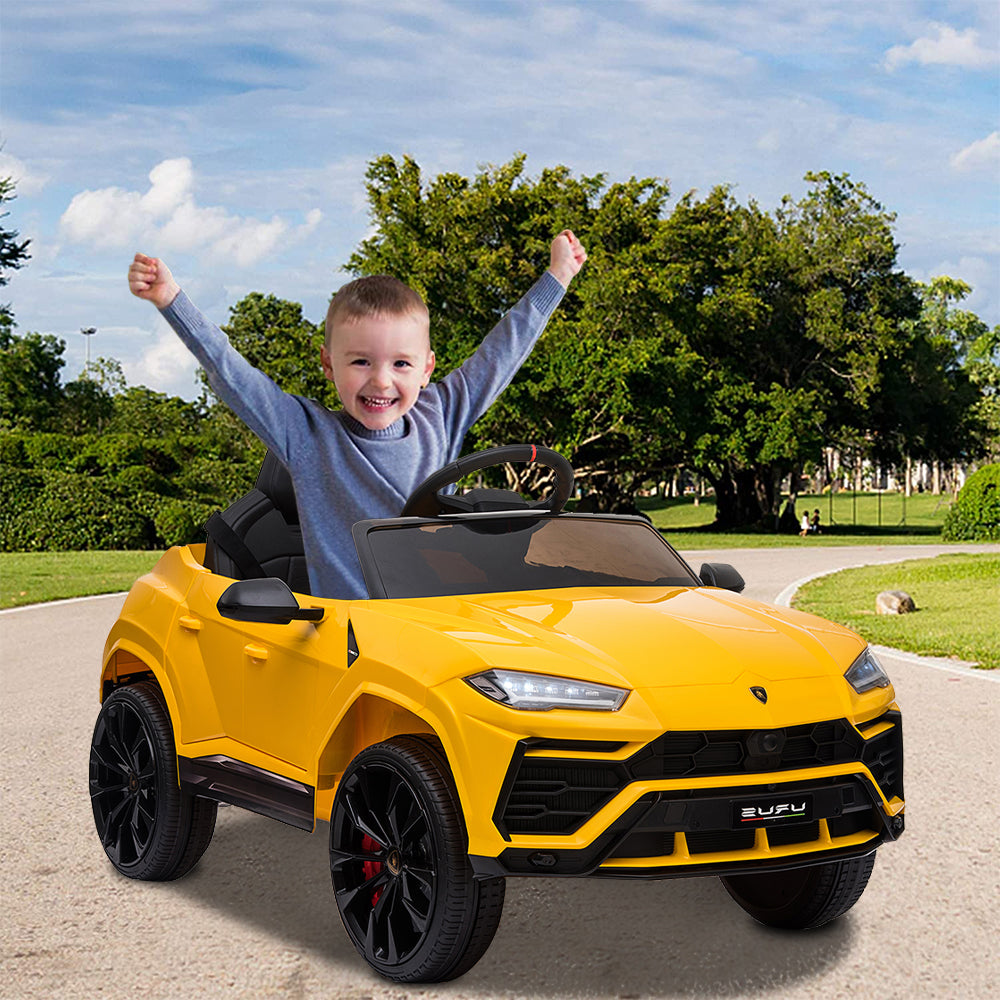 Electric Kids Ride on Toys, 12V Kids Lamborghini Ride On Car for Boys Girls, Battery Powered Power 4 Wheels Kids Electric Car w/ Remote Control, 3 Speeds, LED Lights/MP3, Christmas Gift, Yellow, R4007