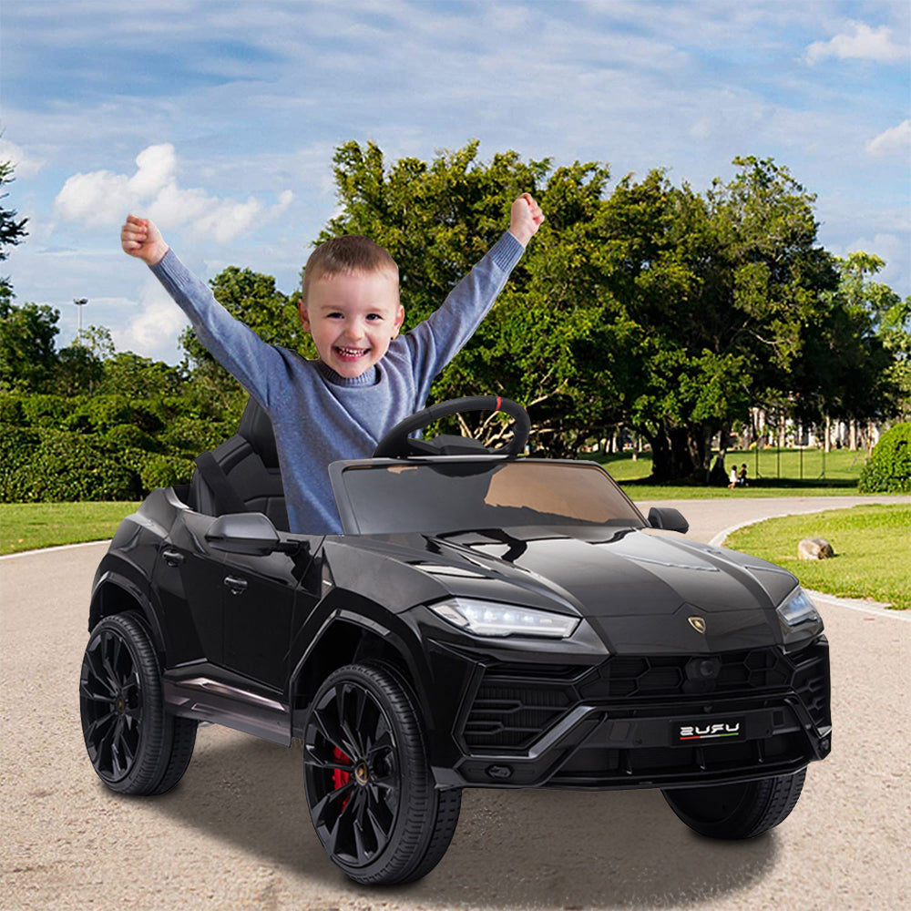 12V Kids Ride On Toy for Boys Girls, iiYofe Licensed Lamborghini Kids Ride On Car, Battery Powered Electric Ride on Vehicles for Kids, Kids Electric Car with 3 Speed, LED Light, MP3, Black, R830