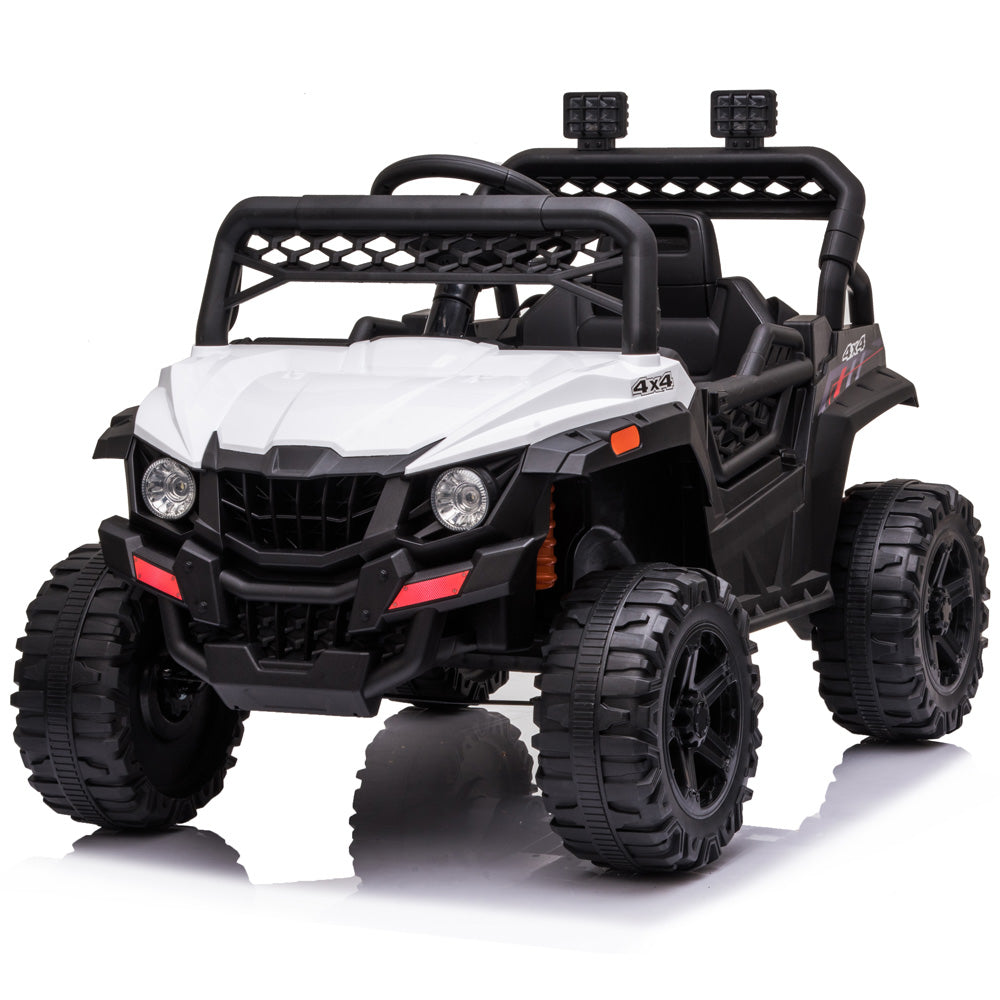 12V Ride On Car for Kids, iYofe Electric Vehicle Cars for Boys Girls, Ride On Truck with Remote Control, Battery Powered 4 Wheels Realistic Off-Road UTV Car, Ride On Toy for Birthday Gift, White, R5341