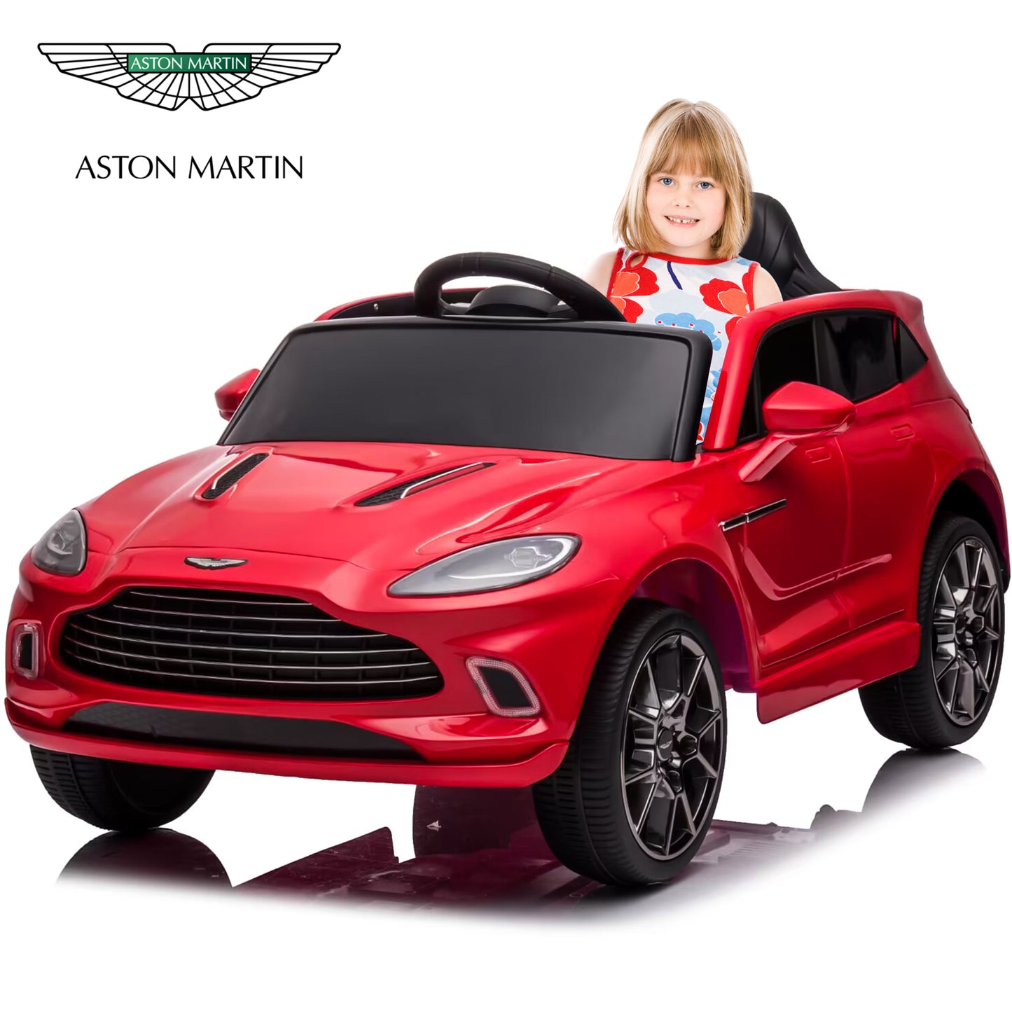 iYofe Red 12V Aston Martin Ride on Cars with Remote Control, Battery Powered Electric Cars for kids with LED Lights, Bluetooth, Music, USB, FM Radio, Kids Ride on Toys for Boys Girls 3-6 Ages Gifts